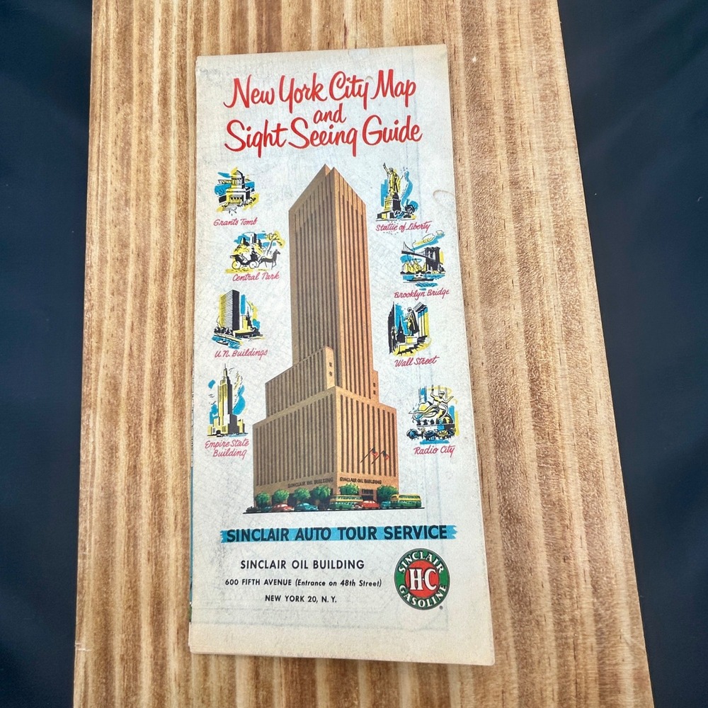 Sinclair New York City Map and Sight Seeing Guide Vintage Gas Station Ephemera